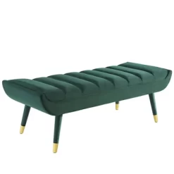 Guess Channel Tufted Performance Velvet Accent Bench Green - Modway