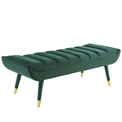 Guess Channel Tufted Performance Velvet Accent Bench Green - Modway