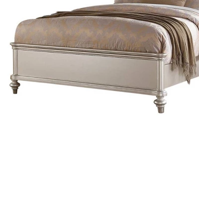 Queen Opulent Wooden Bed Silver/Gray - Benzara - Image 3