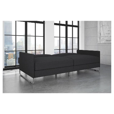 Prescott Convertible Futon Gray Linen - Room & Joy - Image 5