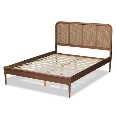 Queen Elston Wood And Synthetic Rattan Platform Bed - Baxton Studio - Image 2