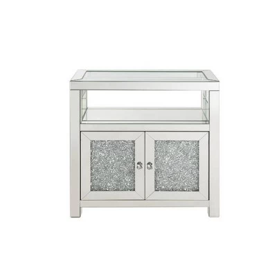 32" Noralie Cabinet Clear Glass/Mirrored/Faux Diamonds - Acme Furniture