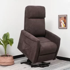 Costway Power Lift Recliner Chair For Elderly Living Room Chair W/ Remote Control GreyBrown