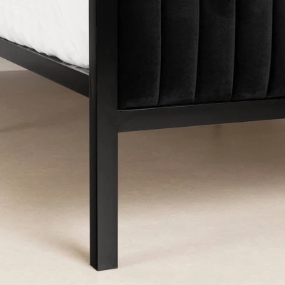 Queen Hype Metal Framed Upholstered Bed Set Pure Black - South Shore - Image 3