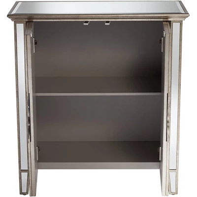 Studio 55D Glam Wood Finish Mirrored Rectangular Accent Cabinet 48" X 24" Silver Magnetic Closure Two-Door For Living Room House - Image 6