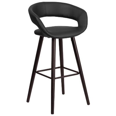 Emma And Oliver 29"H Wood Rounded Open Back Barstool - Image 11