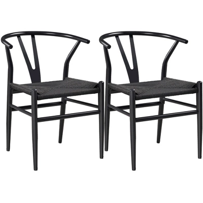 Yaheetech Modern Metal Weave Armchair Frame Dining Chair, Set Of 2, For Living Room - Image 12