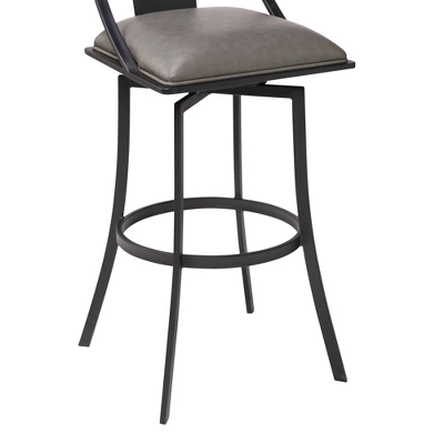 30" Brisbane Faux Leather Metal Counter Height Barstool Gray/Black - Armen Living - Image 4