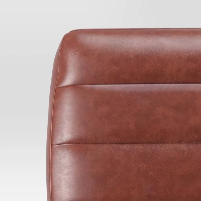 Northway Channel Tufted Wood Armchair Brown Faux Leather - Project 62™ - Image 4