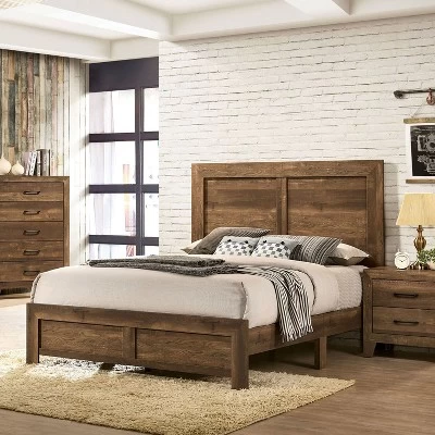 3pc Queen Quail Transitional Bedroom Set Rustic Light Walnut - HOMES: Inside + Out - Image 5