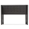 Queen Ginaro Modern And Contemporary Fabric Button Tufted Nail Head Winged Headboard Dark Gray - Baxton Studio