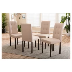 Baxton Studio Set Of 4 Andrew Modern And Contemporary Fabric Upholstered Grid-tufting Dining Chair