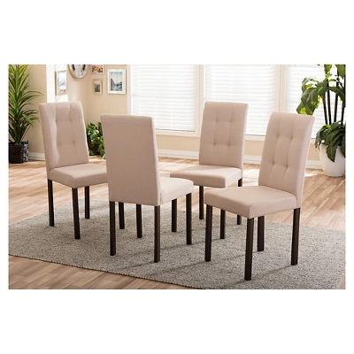 Baxton Studio Set Of 4 Andrew Modern And Contemporary Fabric Upholstered Grid-tufting Dining Chair