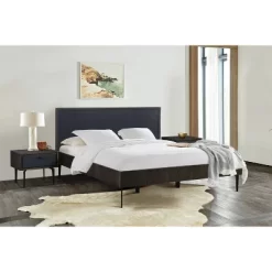 Cross Solid Oak And Metal Nightstand Dark Gray - Armen Living