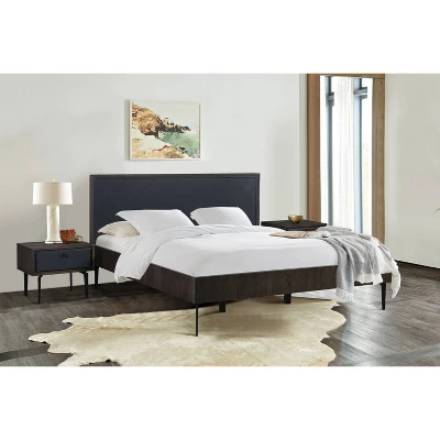 Cross Solid Oak And Metal Nightstand Dark Gray - Armen Living