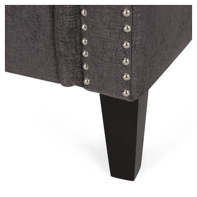 Burkehaven Contemporary Fabric 3 Seater Nailhead Trim Sofa Gray/Dark Brown - Christopher Knight Home - Image 6