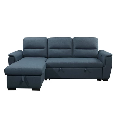 Damian Stain Resistant Fabric Reversible Storage Sectional With Pullout Bed Blue - Abbyson Living - Image 5