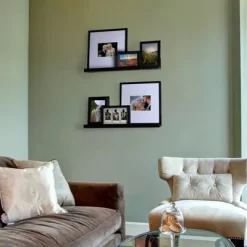 Set Of 2 (24") Modern Picture Ledge Wall Shelf Black - Inplace