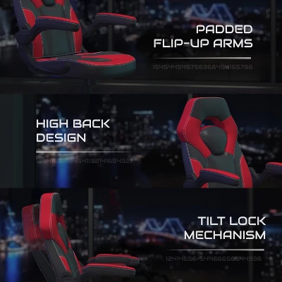 BlackArc Alpha Bundle With Gaming Desk And Chair: Black & Red High Back Chair With Arms; Red & Black Desk With Headphone Hook/Cupholder - Image 4