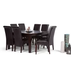 9pc Franklin Solid Hardwood Dining Set Brown - WyndenHall