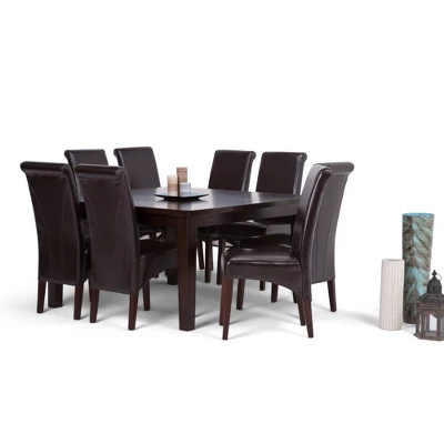 9pc Franklin Solid Hardwood Dining Set Brown - WyndenHall