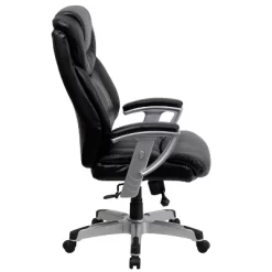 Big & Tall 400 Lb. Rated High Back LeatherSoft Executive Ergonomic Office Chair With Arms Silver/Black Leather - Flash Furniture