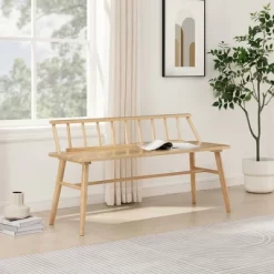 Transitional Low-Back Spindle Entryway Bench - Saracina Home