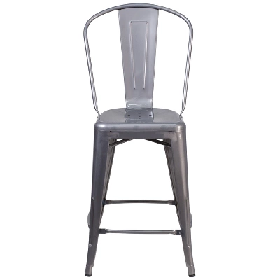 Flash Furniture 24'' High Clear Coated Indoor Counter Height Stool With Back - Image 7
