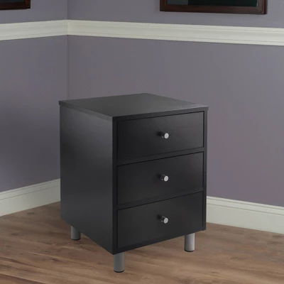 Daniel Nightstand With 3 Drawers Black - Winsome - Image 5