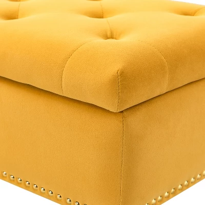 Hippolytus Storage Bench With Nailhead Trim And Button-tufted For Bedroom | ARTFUL LIVING DESIGN - Image 8