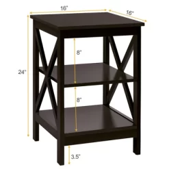Costway 2 PCS 3-Tier Nightstand End Table X Design Storage Display Shelf Living Room