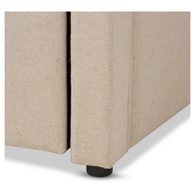 Parkson Modern And Contemporary Linen Fabric Curved Notched Corners Sofa Daybed With Roll - Out Trundle Guest Bed - Twin - Baxton Studio - Image 3