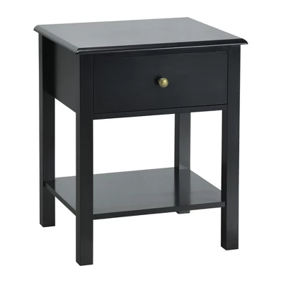 Costway End Table Nightstand Storage Display Drawer Shelf Beside Bedroom WhiteBlack - Image 9