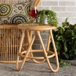 Rinjani Rattan End Table Natural/Brown - Bali & Pari