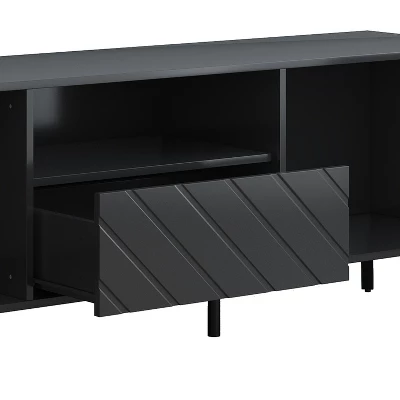 TV Stand For TVs Up To 70" With Adjustable Shelves, 1 Drawer And Open Shelves - ModernLuxe - Image 7
