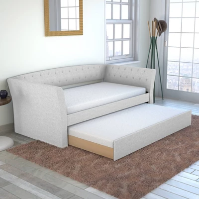 Twin Olivia Linen Upholstered Sofa Daybed With Trundle - Eco Dream - Image 6