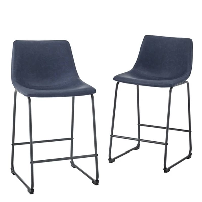 Set Of 2 Laslo Modern Upholstered Faux Leather Counter Height Barstools - Saracina Home - Image 10