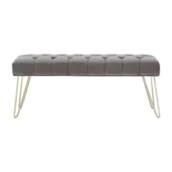 Hewett Velvet Tufted Metal Bench - Inspire Q