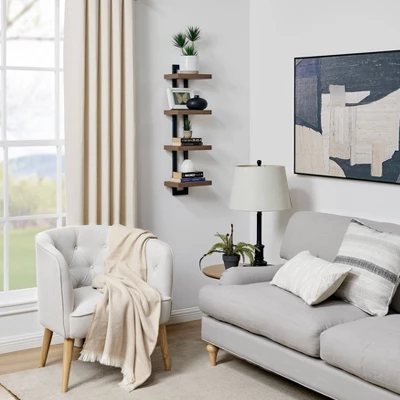 36" X 11" 4 Tier Ladder Bracket Floating Wall Shelf Unit - Danya B. - Image 9