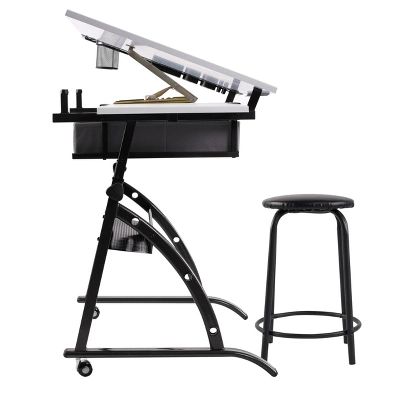 Core Drawing Table And Stool Set Charcoal Black/White - Studio Designs - Image 3