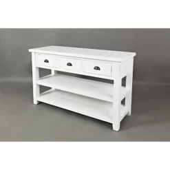 3 Drawers And 2 Open Shelf Sofa Table White - Benzara