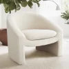 Kiki 32" Wide Contemporary Design Faux Shearling Boasting Streamlined Silhouette Armrest Accent Barrel Chair-The Pop Maison