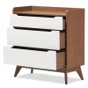 Brighton Mid-Century Modern Wood 3 Drawer Storage Chest Brown - Baxton Studio