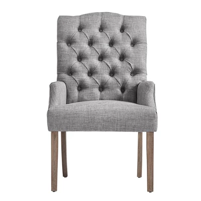 Raghnaid Distressed Tufted Linen Dining Chair - Inspire Q - Image 2