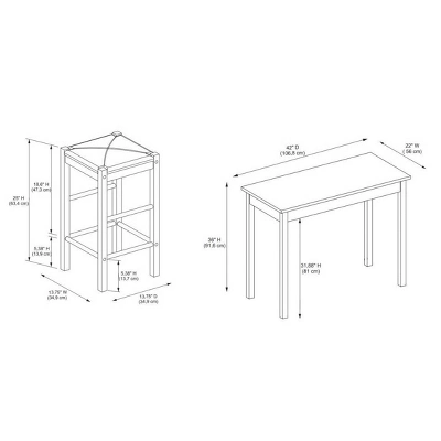 3pc Lancer Tavern Counter Height Table Dining Set - Linon - Image 14