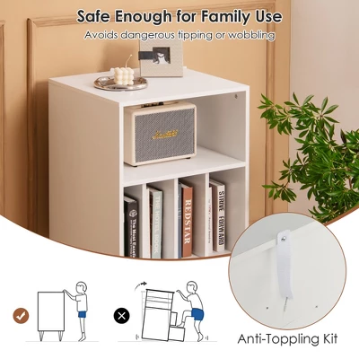 Costway Record Player Stand Turntable Stand Display Shelf 21" L X 18" W X 34"H White - Image 7