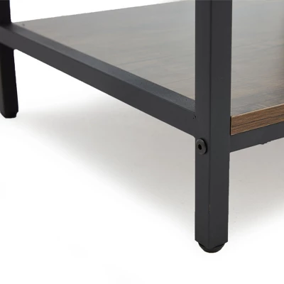 JOMEED CC80 Industrial Freestanding Durable 72 Inch 5 Tier Open Shelf Ladder Bookcase With Rubber Feet And Wall Bracket, Gray And Brown - Image 4