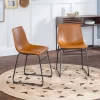 Set Of 2 Laslo Modern Upholstered Faux Leather Dining Chairs - Saracina Home