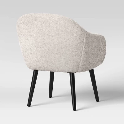 Harwell Modern Arm Barrel Chair With Wooden Legs Faux Shearling Cream - Project 62™ - Image 3