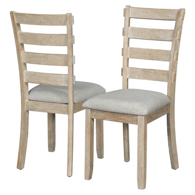 6 PCS Rubber Wood Dining Table Set With Beautiful Wood Grain Veneer Tabletop And Soft Cushion-ModernLuxe - Image 11